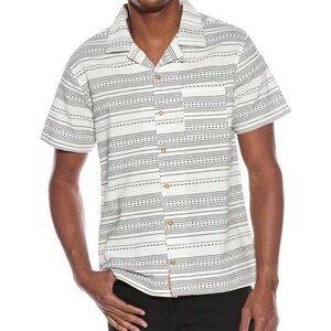 Sovereign Code Men Tour Woven Shirt Sort Sleeve Button‎ Up White Black Stripes S